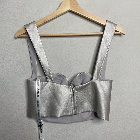 NEW Silvia Astore Bustier Metallic Alexa‎ Bra Crop Top Silver Size IT 40/ US 4 - Picture 6 of 9